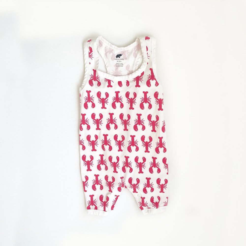 Monica & Andy Lobster Print Onesie, NWOT